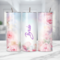 Set of matching wedding tumblers on table
Bridal party tumblers with straws and lids